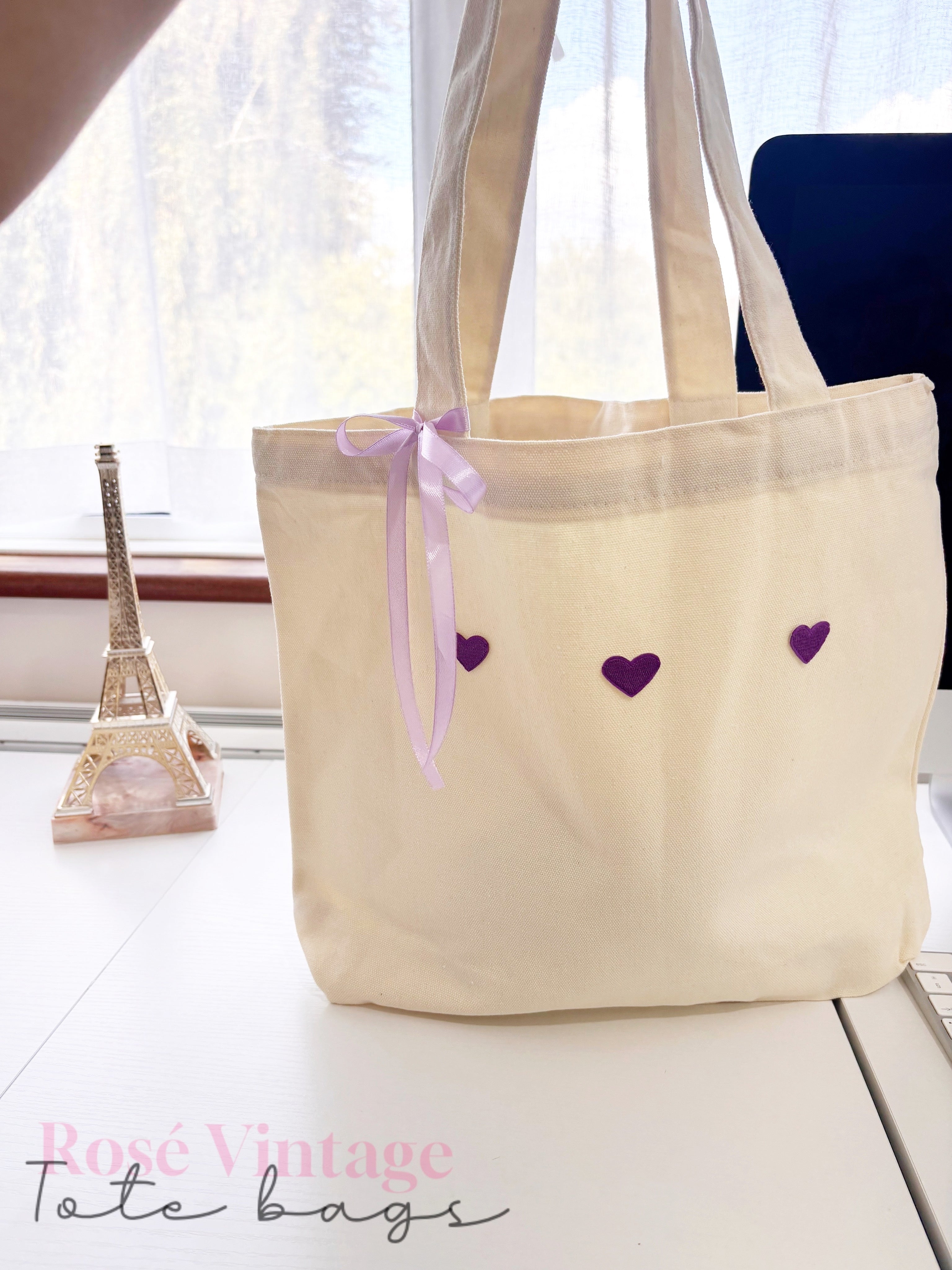 Purple heart 💜 Embroidered tote bags