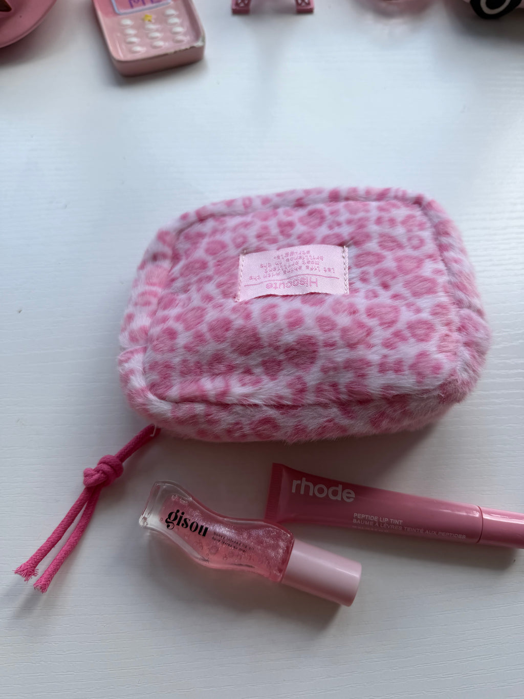 Plush Pink Leopard Mini Cosmetic Pouch
