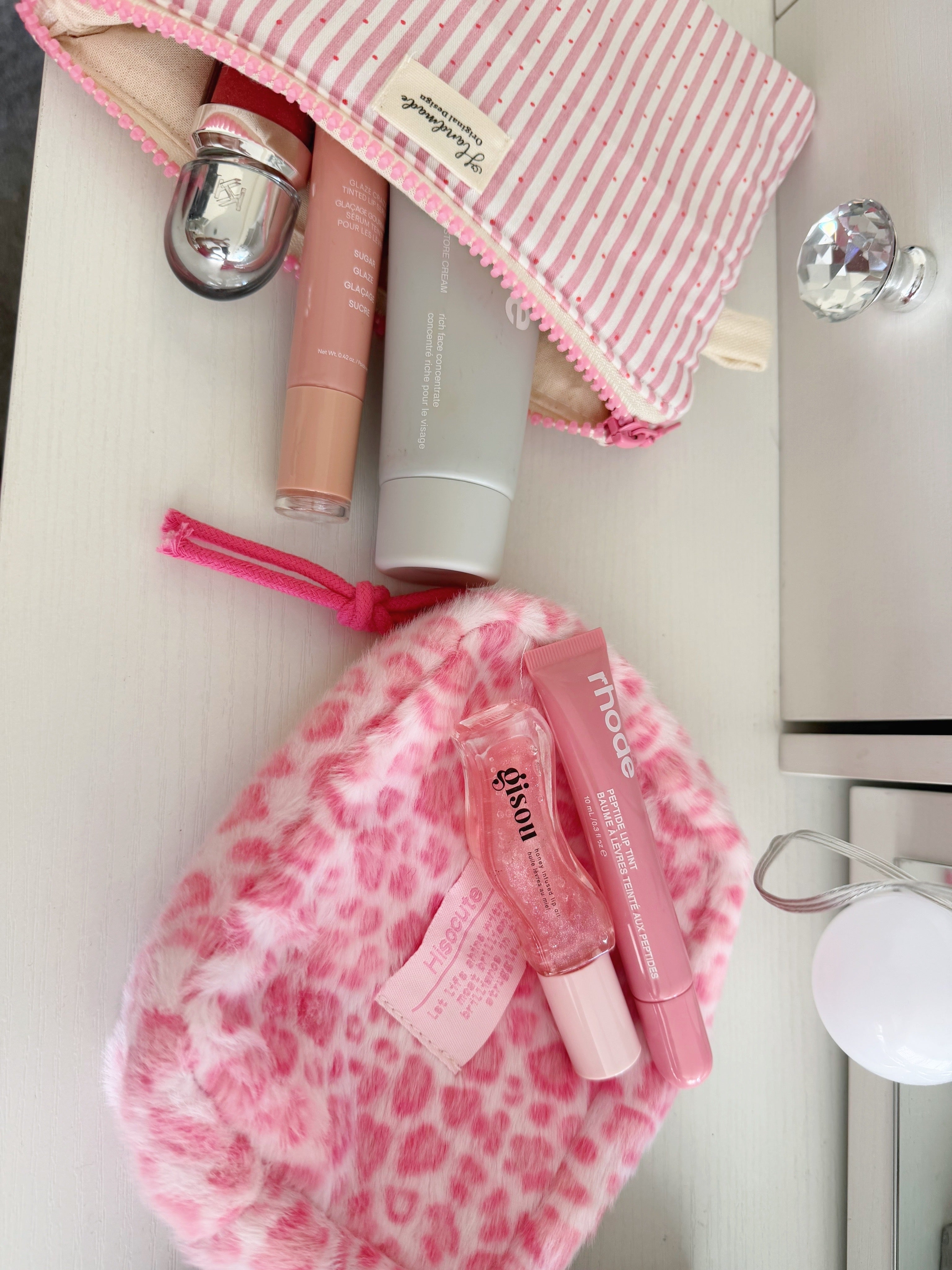 Plush Pink Leopard Mini Cosmetic Pouch