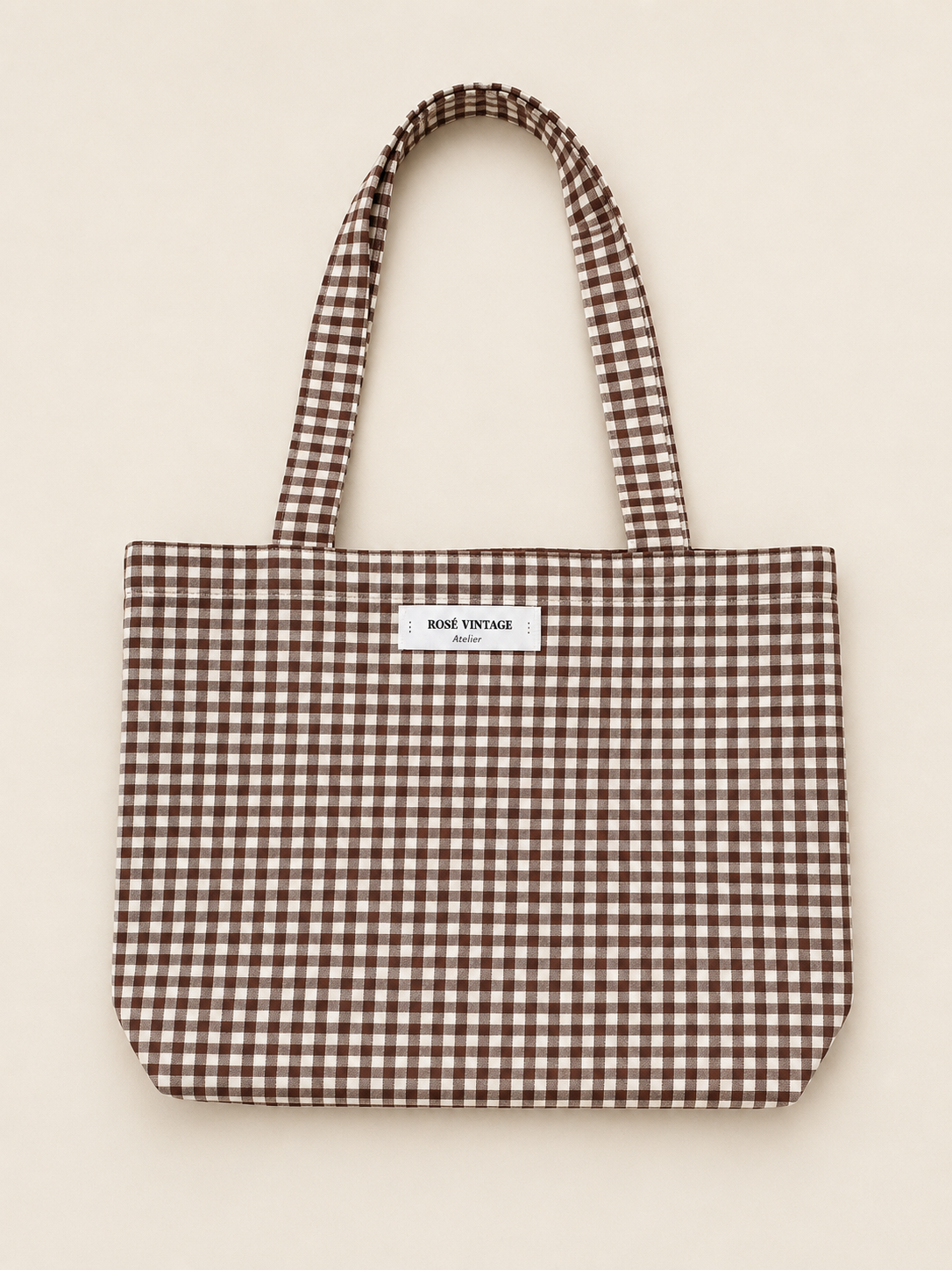 Brown Gingham Tote Bag