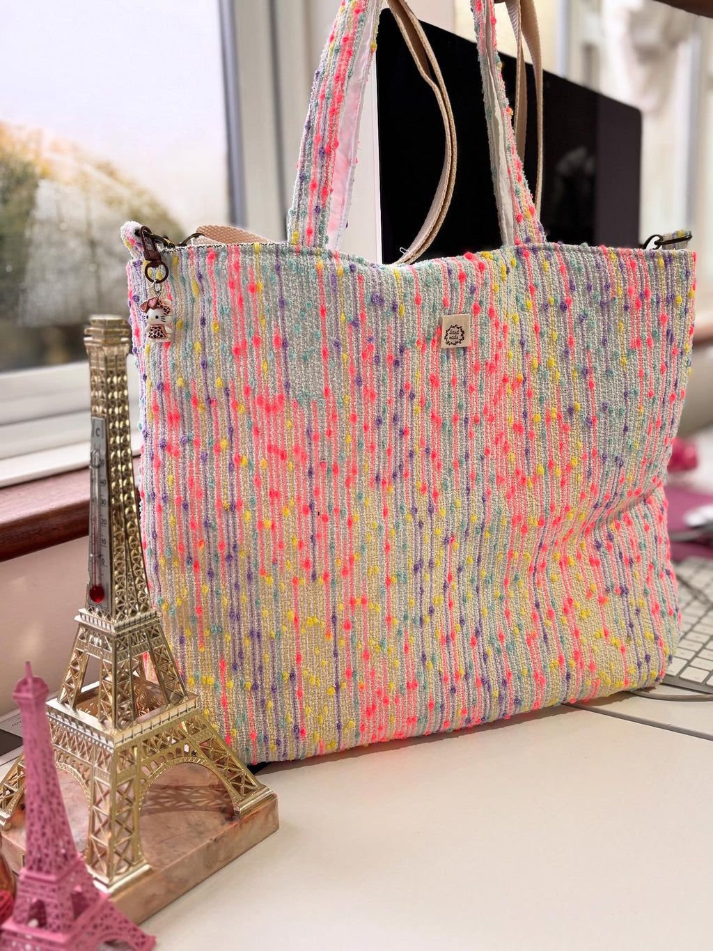 🌈 Confetti Textured Tote — Playful Colour Pop