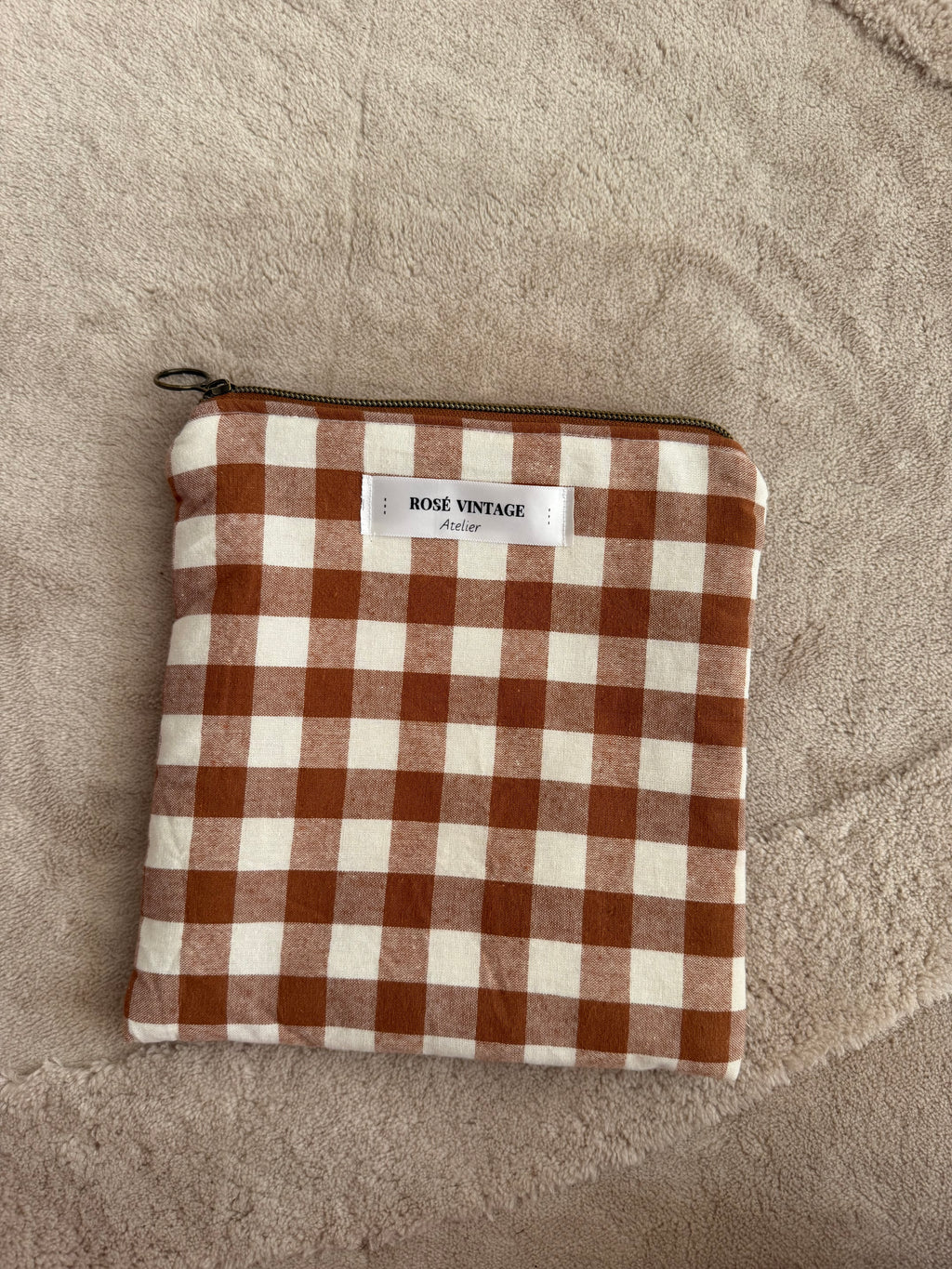 Brown Gingham Pouch