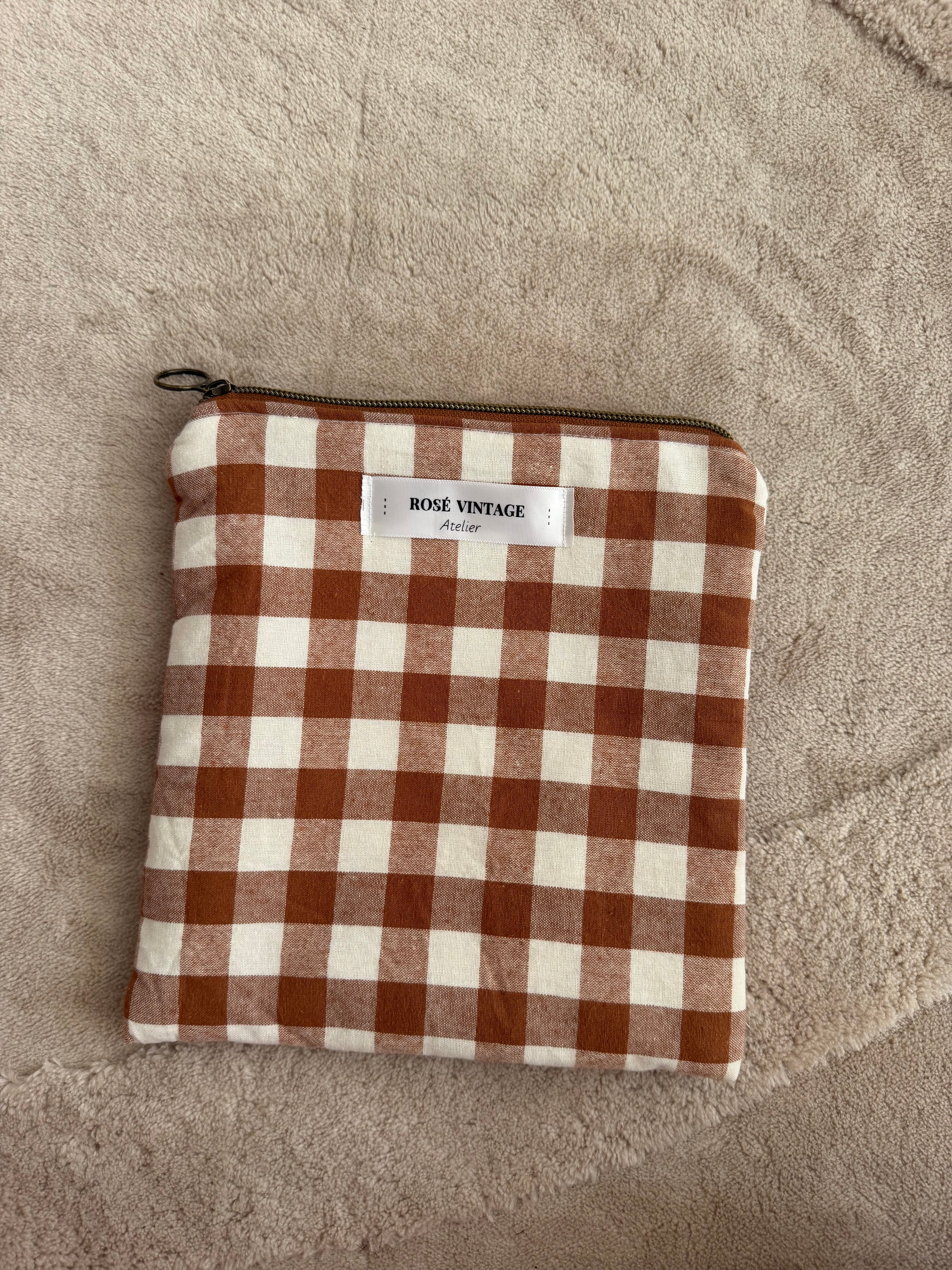 Brown Gingham Pouch
