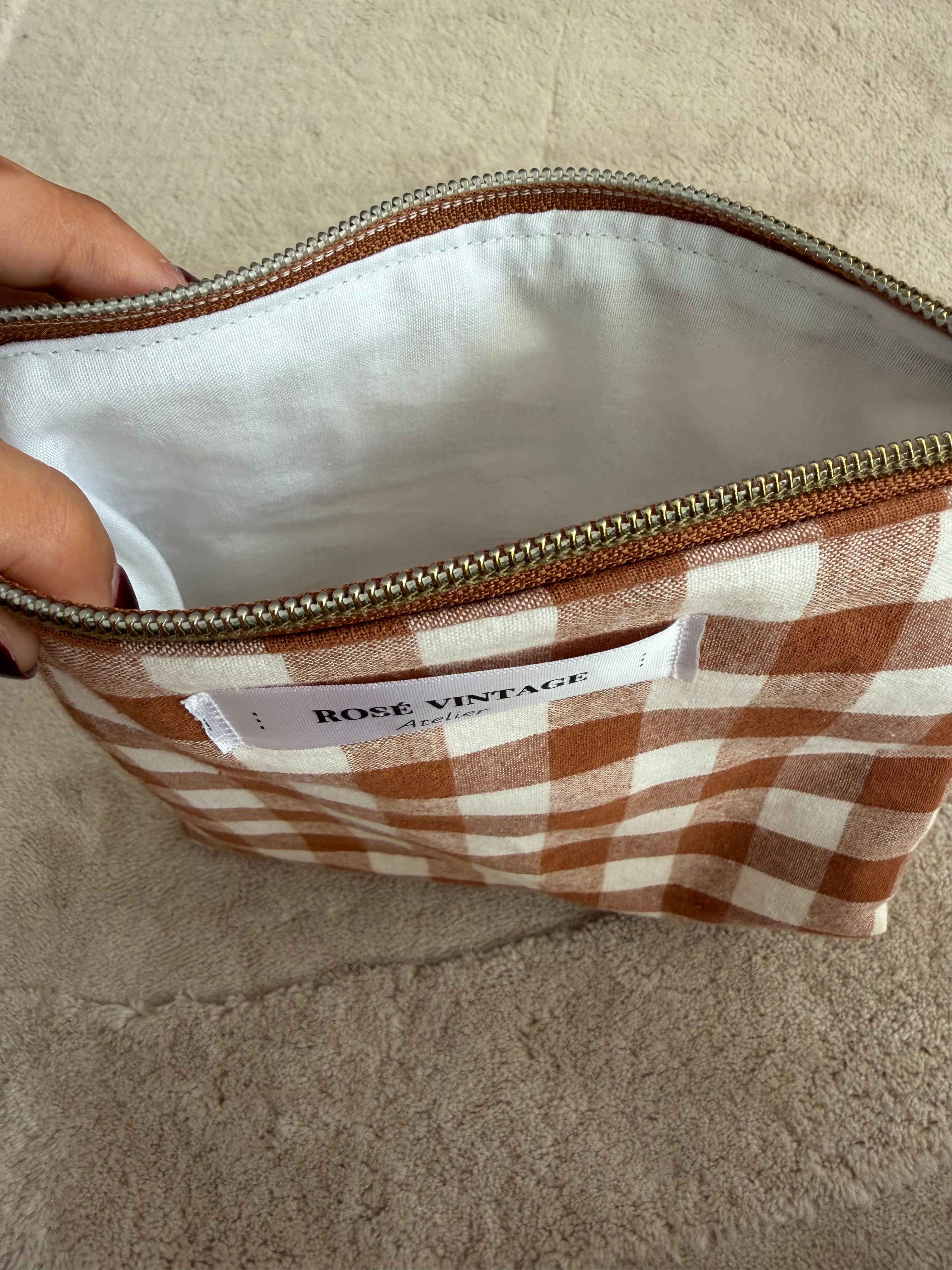 Brown Gingham Pouch