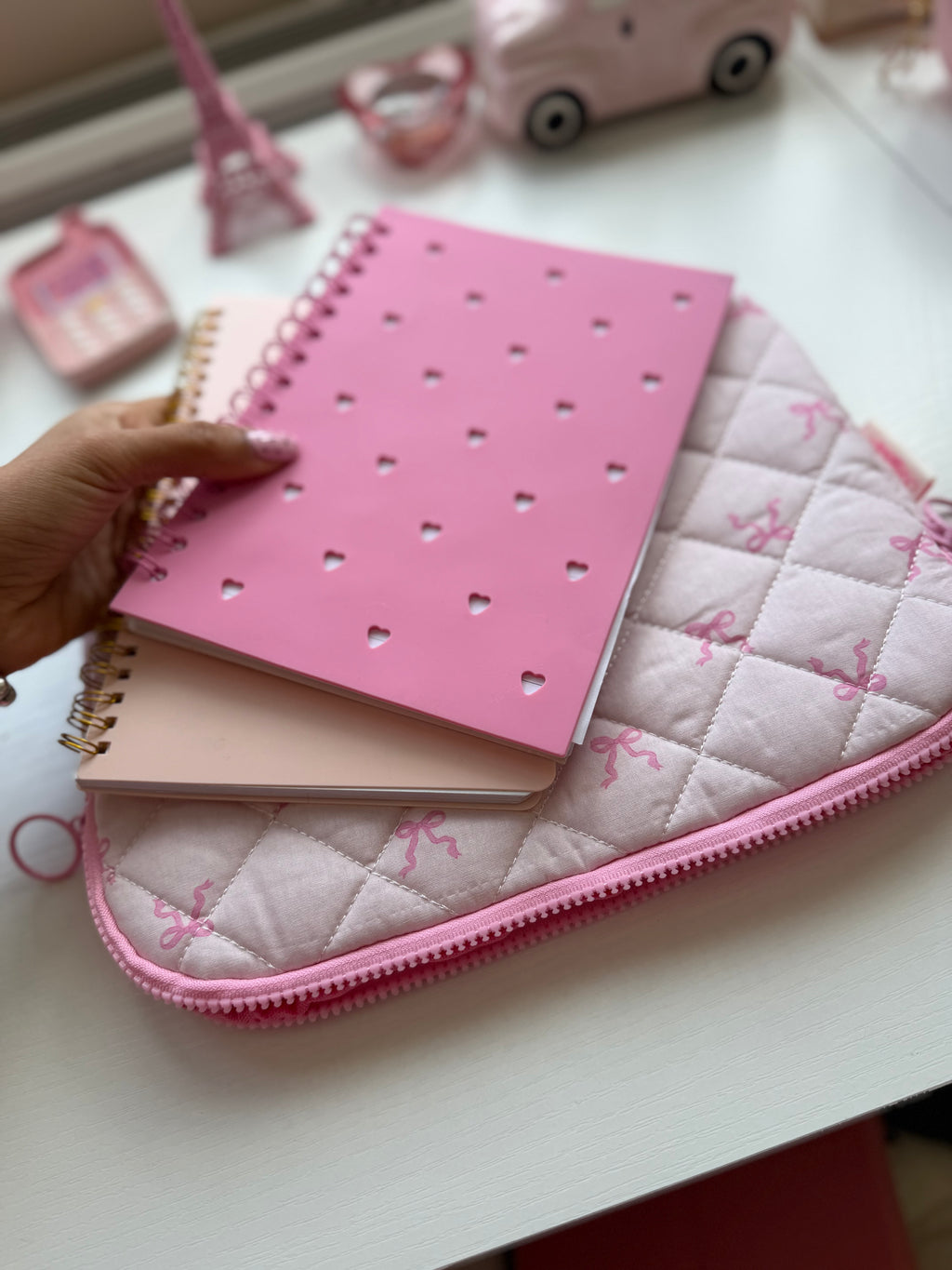Quilted Pink Bow Laptop Sleeve