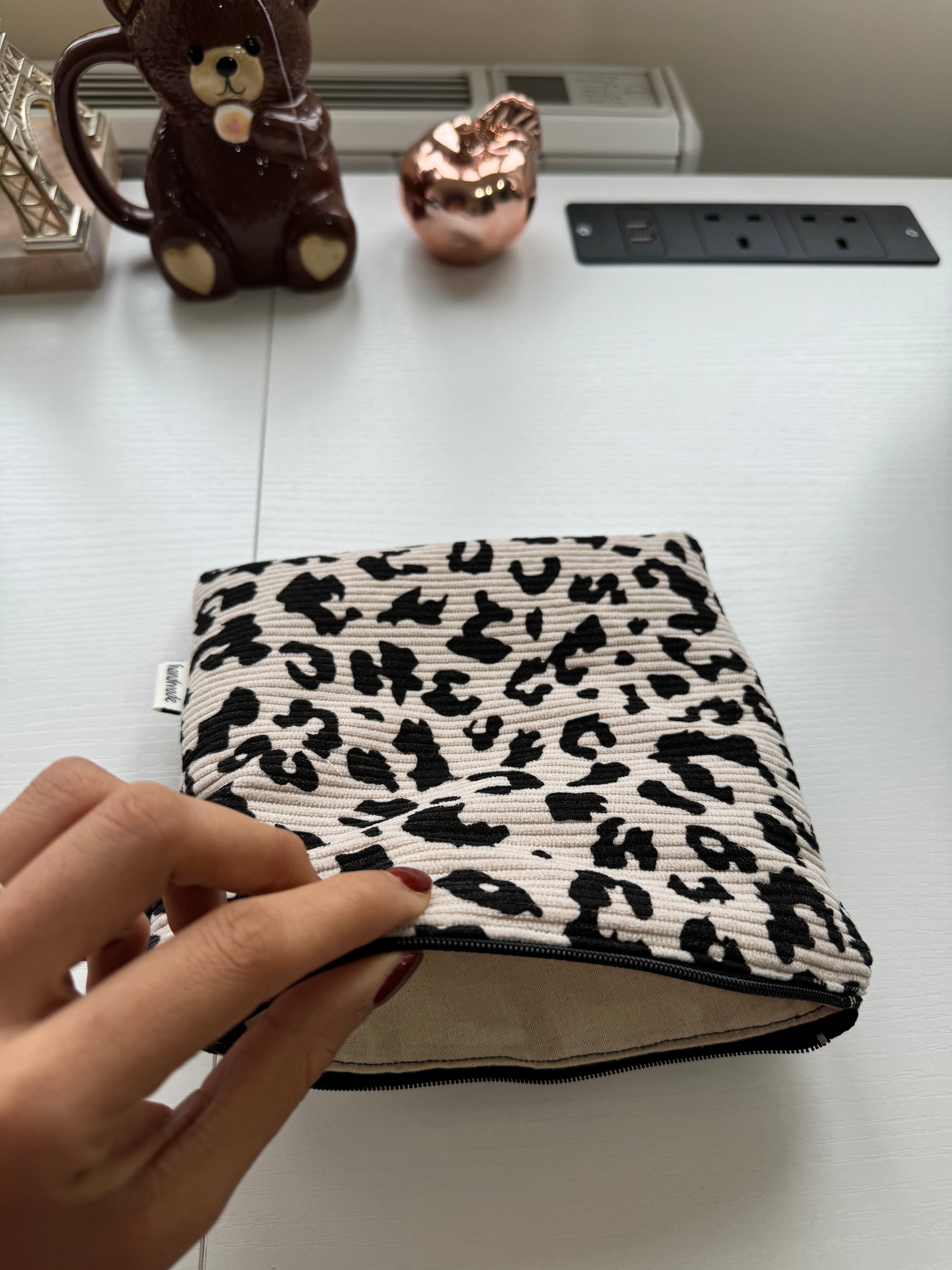 Animal print makeup bags