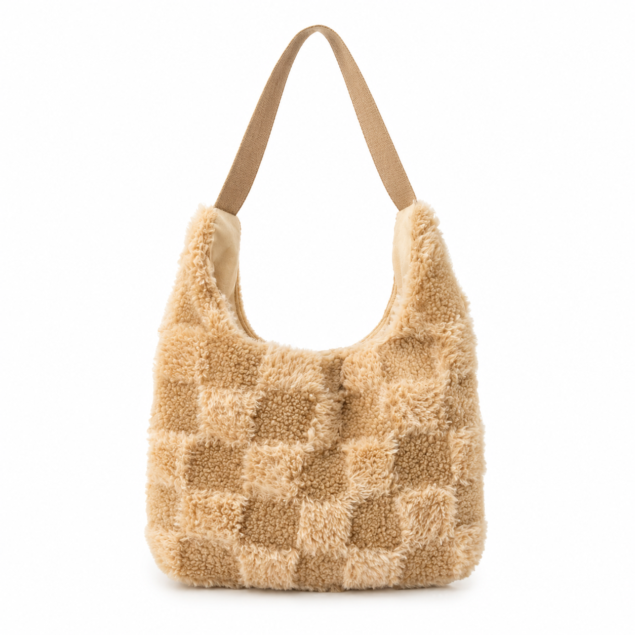 ✨ Cozy Teddy Shoulder Bag – Soft Beige