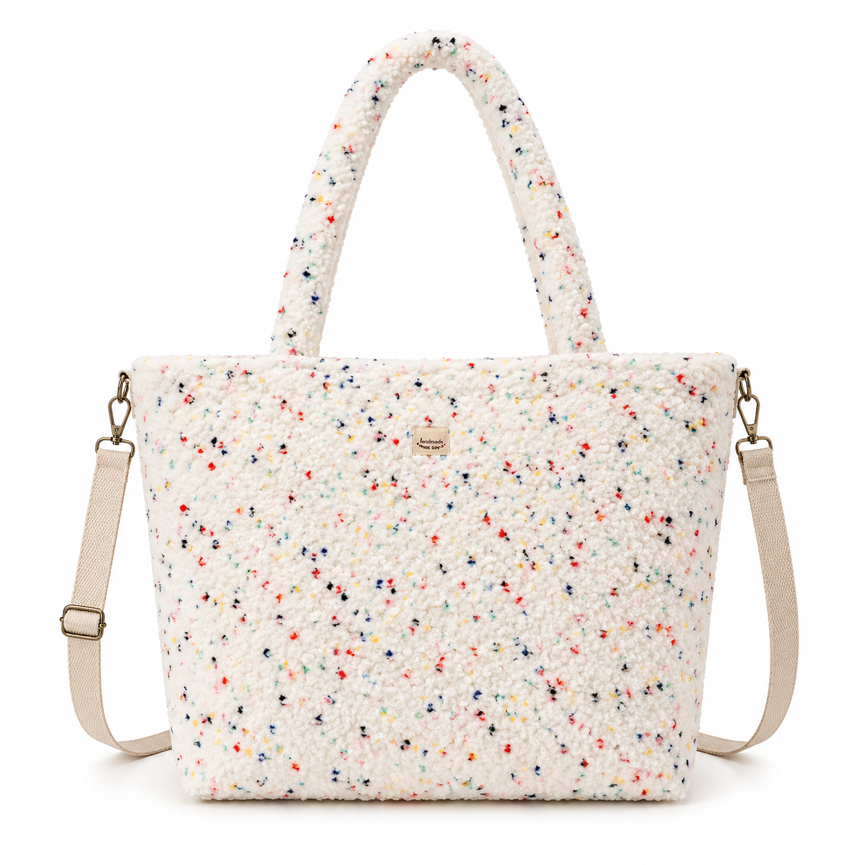 🤍 Confetti Teddy Tote — Soft, Playful & Unique