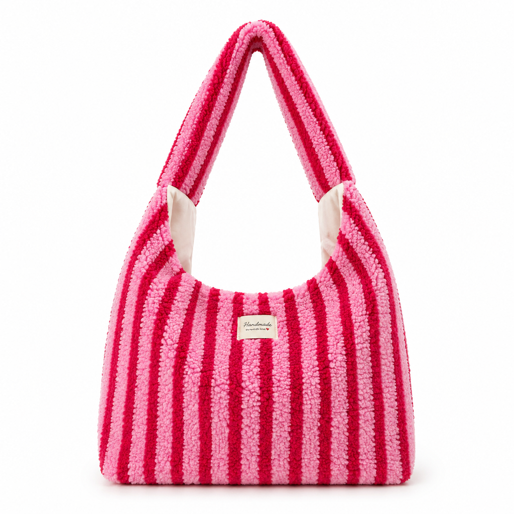 🍓💗 Striped Teddy Shoulder Bag🎀