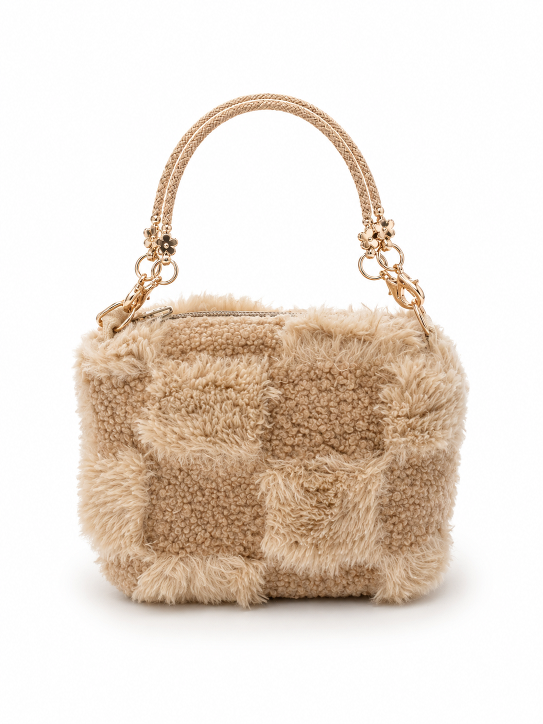 ✨ Luxury Teddy Mini Bag – Soft Beige