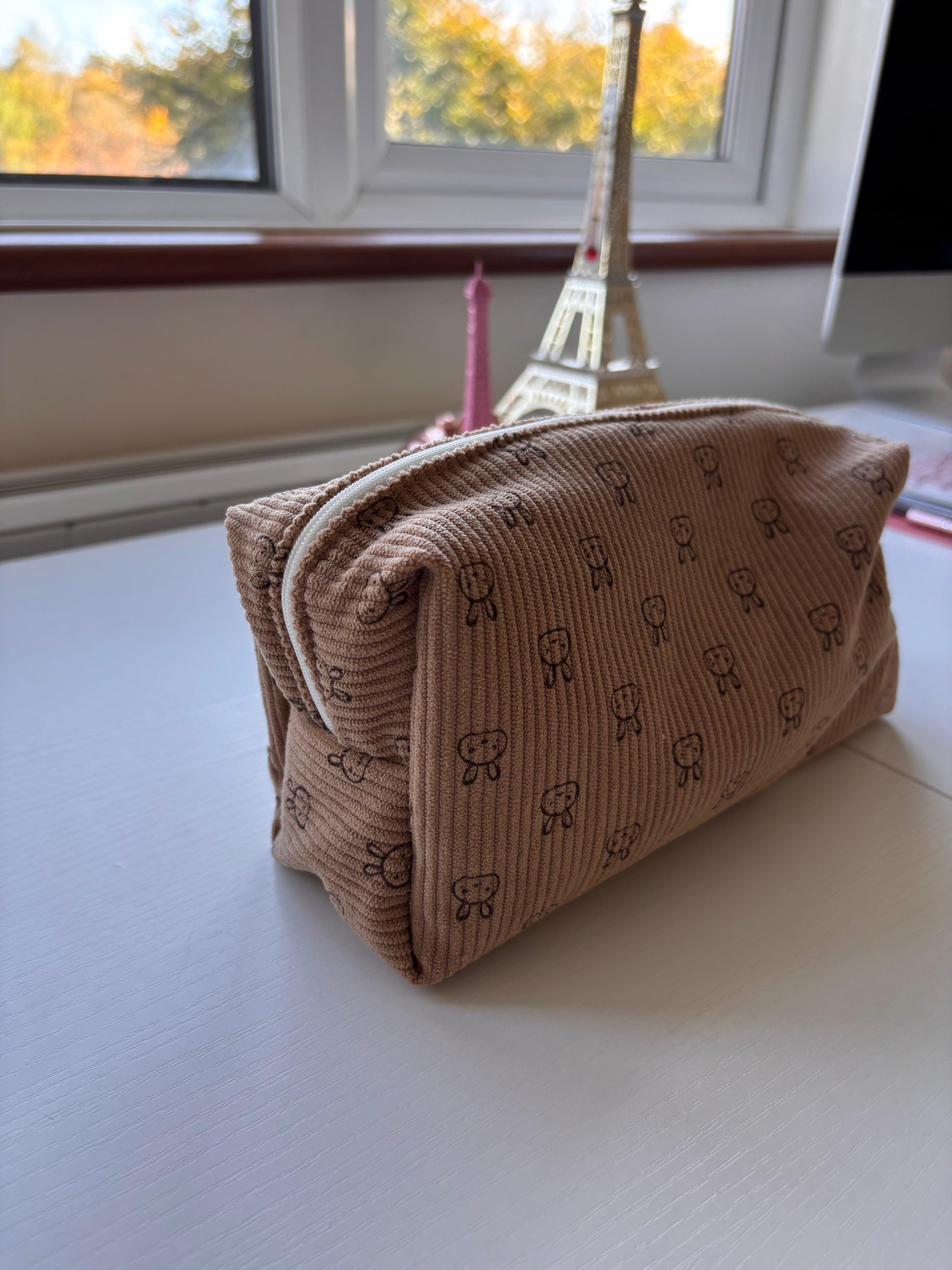 🤎 Cord Bow Cosmetic Bag — Cozy Everyday Elegance