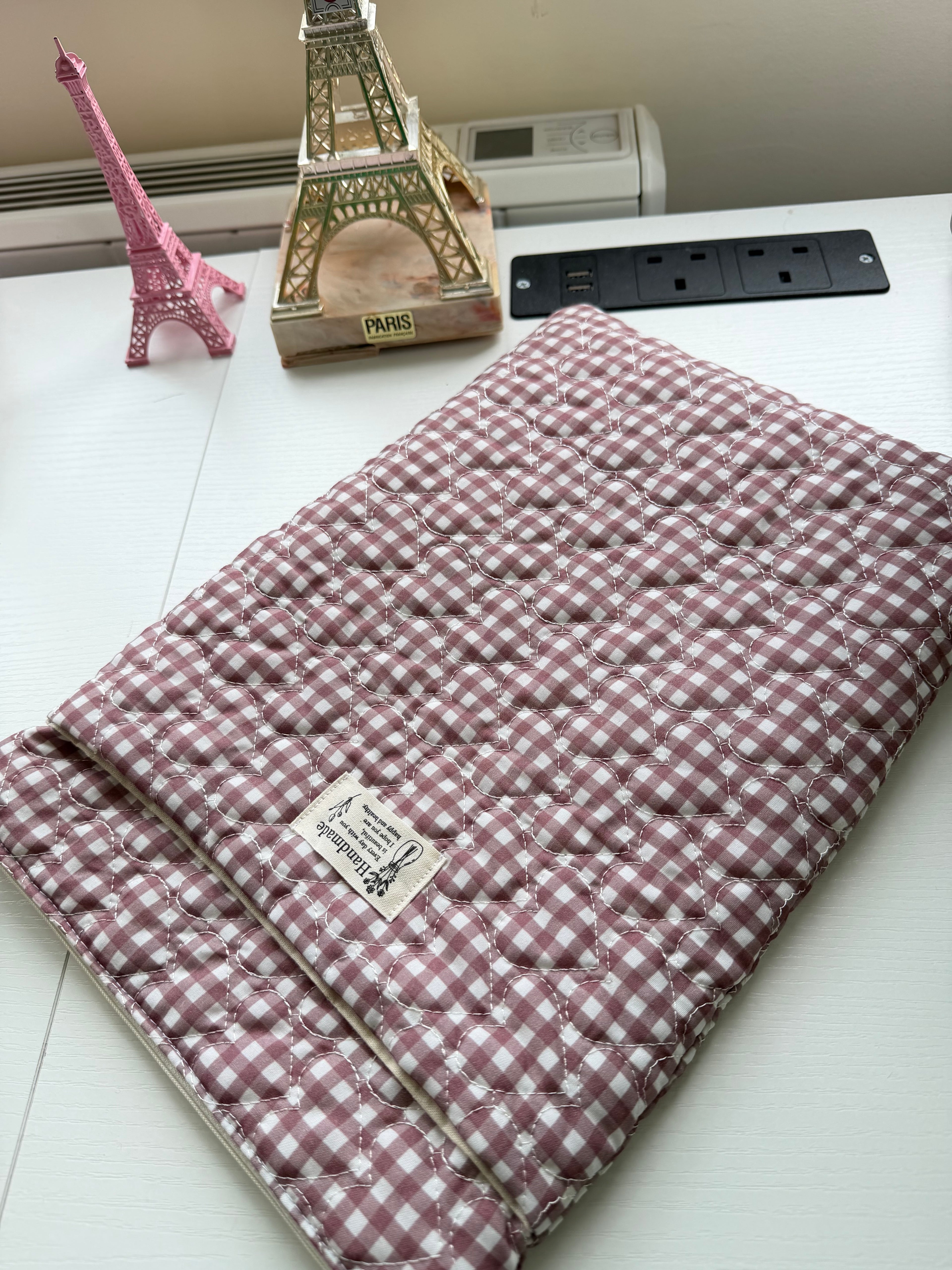 Blush Gingham Quilted Pouch 💕